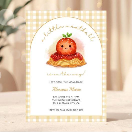 Modern Meatball Italian Baby Shower Invitation  招待状
