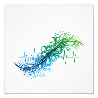 Modern Medical Abstract Heartbeat Design フォトプリント