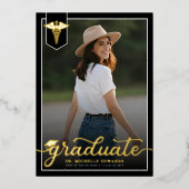 Modern Medical School Graduate Photo Graduation 箔招待状 (正面)