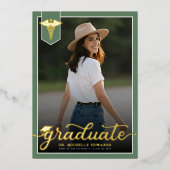 Modern Medical School Graduate Photo Graduation 箔招待状 (正面)