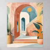 Modern Mediterranean Boho Arch Wall Art Print ポスター (正面)
