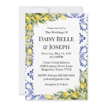 Modern Mediterranean Lemon Blue Mosaic Wedding