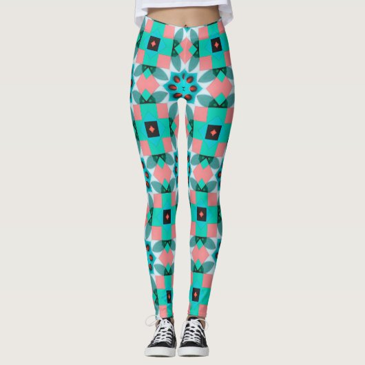 Modern Mediterranean Pattern Leggings レギンス (正面)
