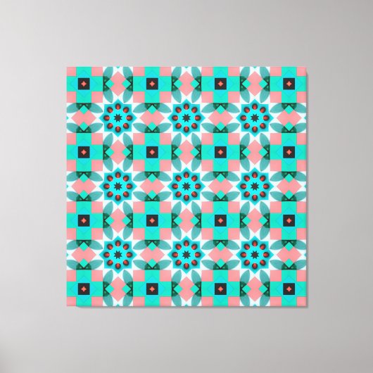Modern Mediterranean Star Tile Pattern Accent Pill キャンバスプリント (正面)