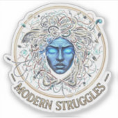 Modern Medusa Tech Struggles - サイバーパンク ギリシャ神話 シール (正面)