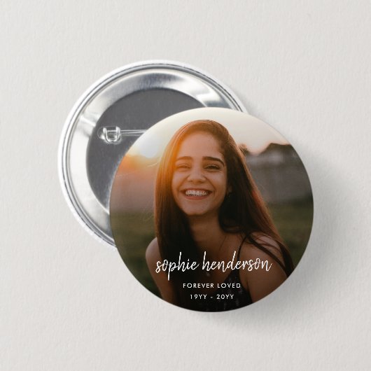 Modern Memorial | Forever Loved Funeral Tribute 缶バッジ (正面&裏面)