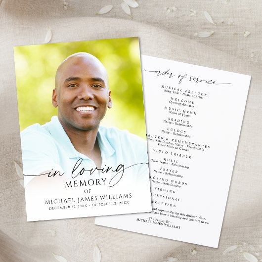 Modern Memorial Funeral Celebration of Life Photo プログラム