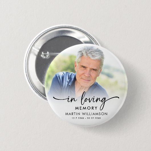 Modern Memorial In Loving Memory Photo Keepsake 缶バッジ (正面&裏面)