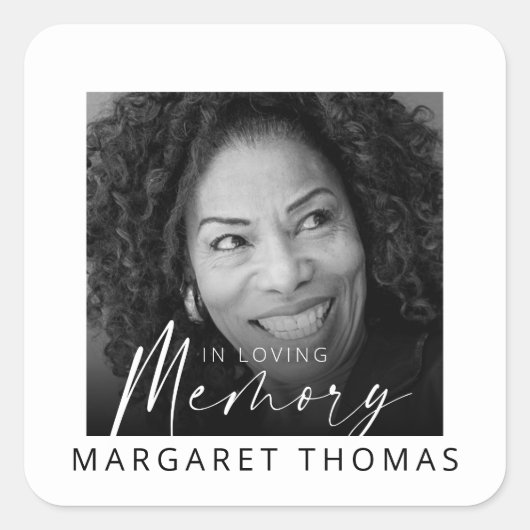 Modern Memorial Photo Funeral スクエアシール (正面)