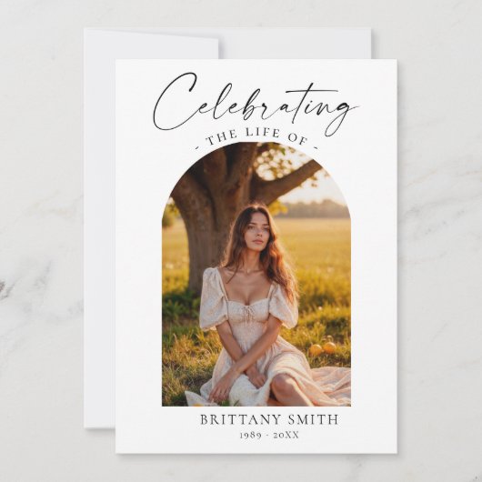 Modern Memorial Photo Funeral Sympathy Prayer Card (正面)