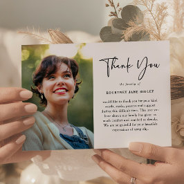 Modern Memorial Photo & Message Sympathy  サンキューカード