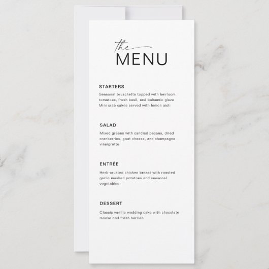 Modern Menu Card and Thank you Message 招待状 (裏面)