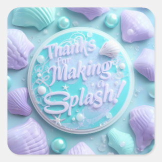 Modern Mermaid Birthday Stickers – Thanks for Maki スクエアシール