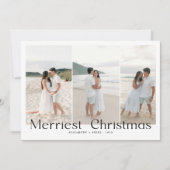 Modern Merriest Christmas Couples Photo シーズンカード (正面)