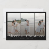 Modern Merriest Christmas Couples Photo シーズンカード (正面)