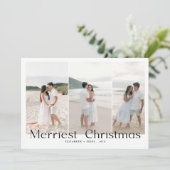 Modern Merriest Christmas Couples Photo シーズンカード (スタンド正面)