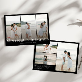 Modern Merriest Christmas Couples Photo シーズンカード