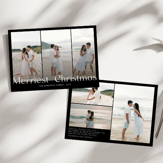 Modern Merriest Christmas Couples Photo シーズンカード