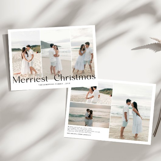 Modern Merriest Christmas Couples Photo シーズンカード