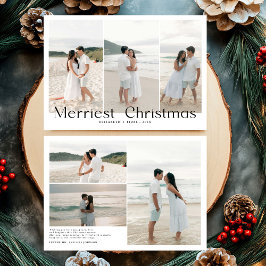 Modern Merriest Christmas Couples Photo シーズンカード