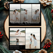 Modern Merriest Christmas Couples Photo シーズンカード