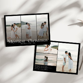 Modern Merriest Christmas Couples Photo シーズンカード