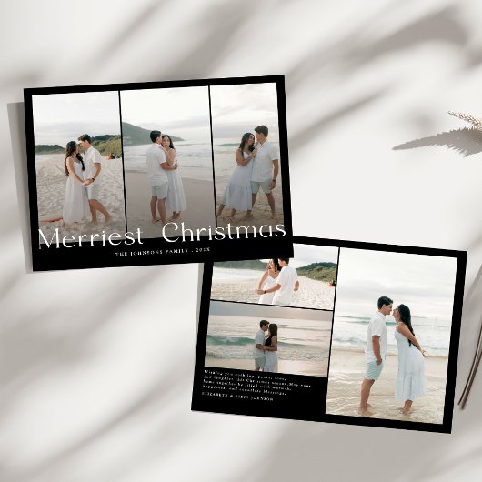Modern Merriest Christmas Couples Photo シーズンカード