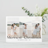 Modern Merriest Christmas Couples Photo シーズンカード (スタンド正面)