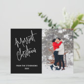 Modern Merriest Christmas Photo Black シーズンカード (スタンド正面)