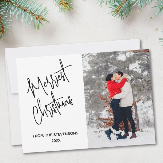 Modern Merriest Christmas Photo Name シーズンカード
