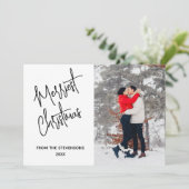 Modern Merriest Christmas Photo Name シーズンカード (スタンド正面)