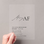 Modern “Merry AF” Christmas Party アクリル招待状 (インサイチュ (ポータブル))