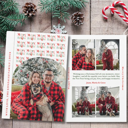 Modern Merry and Bright Arch Photo Christmas シーズンカード