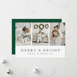 Modern Merry and Bright Green Christmas Holiday シーズンカード