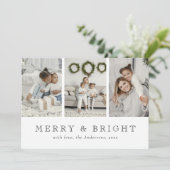 Modern Merry and Bright Green Christmas Holiday シーズンカード (スタンド正面)