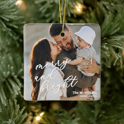 Modern Merry and Bright Minimalist Simple セラミックオーナメント (ツリー)