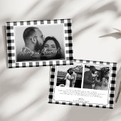 Modern Merry and Married Newlywed Plaid Christmas シーズンカード