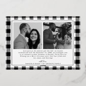 Modern Merry and Married Newlywed Plaid Christmas 箔シーズンカード (裏面)