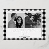 Modern Merry and Married Newlywed Plaid Christmas 箔シーズンカード (裏面)