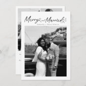 Modern Merry and Married Newlywed Script Christmas シーズンカード (正面/裏面)