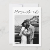 Modern Merry and Married Newlywed Script Christmas シーズンカード (正面)