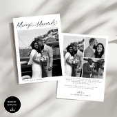 Modern Merry and Married Newlywed Script Christmas シーズンカード