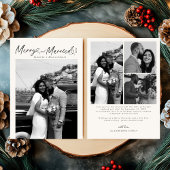 Modern Merry and Married Newlywed Script Christmas シーズンカード