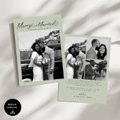 Modern Merry and Married Newlywed Script Christmas シーズンカード