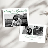 Modern Merry and Married Newlywed Script Christmas シーズンカード