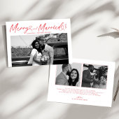 Modern Merry and Married Newlywed Script Christmas シーズンカード
