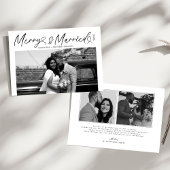 Modern Merry and Married Newlywed Script Christmas シーズンカード