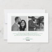 Modern Merry and Married Newlywed Script Christmas シーズンカード (裏面)