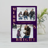 Modern Merry & Bright 2 Photo Rose Gold 箔シーズンカード (立ち正面)