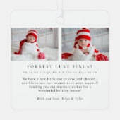 Modern Merry & Bright Birth Stats Photos メタルオーナメント (裏面)